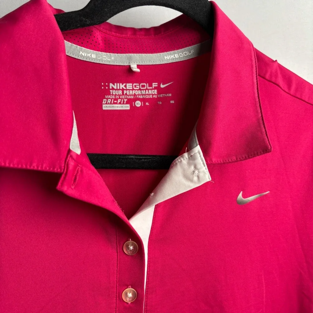 Nike Golf Tour Performance Dri-Fit Polo Shirt Hot Pink‎ Womens XL Short Sleeve